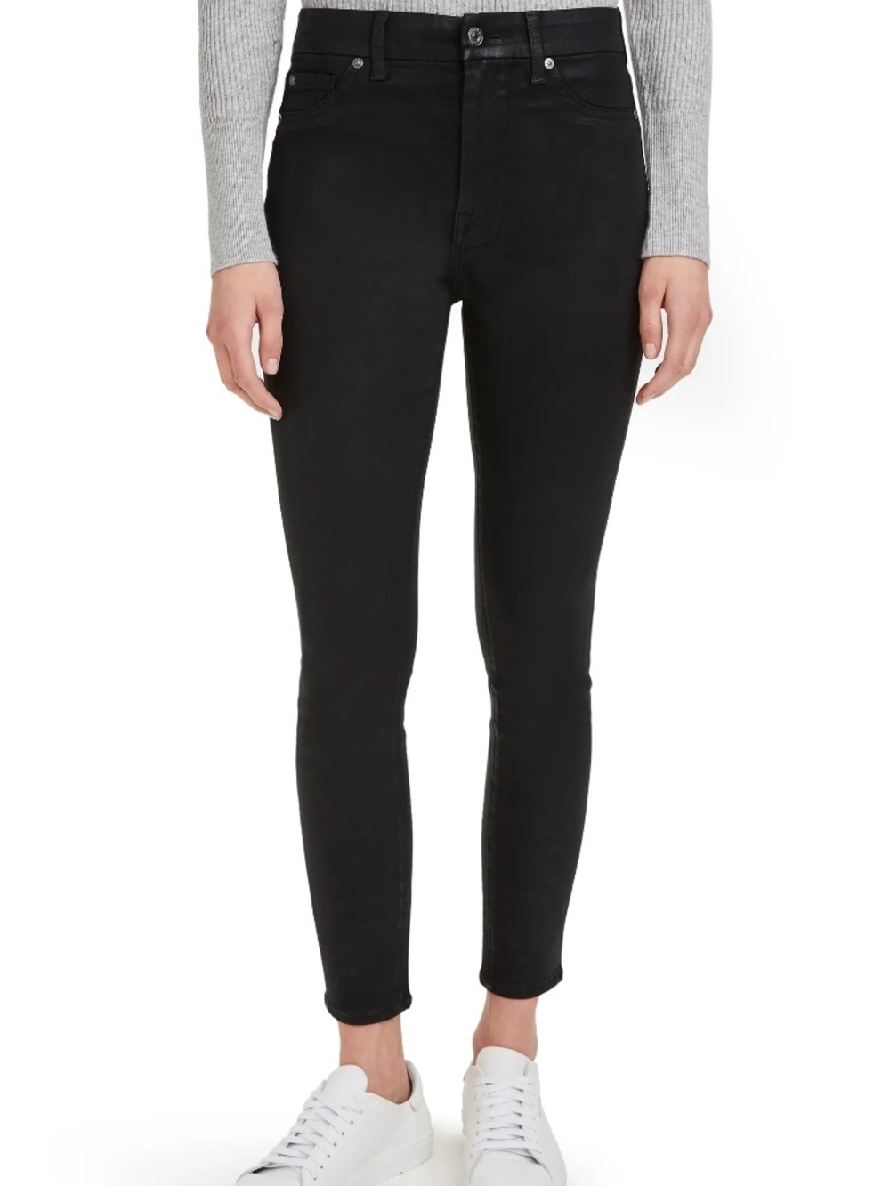 7 For All Mankind B(air) Coated High Waist Ankle Skinny Jeans Sz 29 NWT